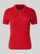 Gebreid shirt met kabelpatroon en polokraag, model 'NATRISSA'