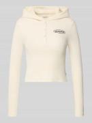 Slim fit shirt met lange mouwen, capuchon en labelstitching