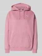 Relaxed fit hoodie met labelstitching en kangoeroezak