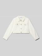 Regular fit jeansjack met kanten boord