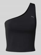 Tanktop met one shoulder-band en logoprint
