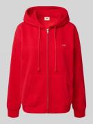 Sweatjack met labelpatch en kangoeroezak
