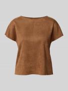 T-shirt in leerlook met ronde hals