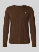 Regular fit shirt met lange mouwen en logostitching, model 'Jersey'