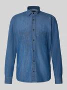 Slim fit jeansoverhemd met kentkraag