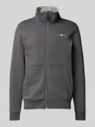 Regular fit sweatjack van katoenmix met opstaande kraag