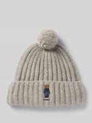 Wollen muts met motiefstitching, model 'DENIM BEAR'