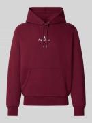 Hoodie met labelstitching en kangoeroezak