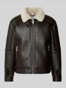 Regular fit jack met kraag van imitatiebont