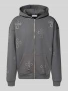 Sweatjack met strass-steentjes en capuchon