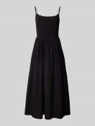 Midi-jurk van viscosemix met spaghettibandjes