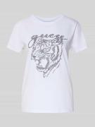 T-shirt met motiefprint, model 'TIGER FACE'