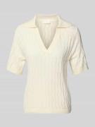 Gebreid shirt met platte kraag en V-hals