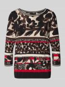 T-shirt in all-over look met 3/4-mouwen