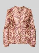 Blouse met lange mouwen en blinde knoopsluiting, model 'VALBORG'