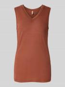Linnen top met V-hals, model 'EMEL'