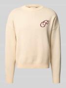 Oversized gebreide pullover met labelprint