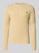 Slim fit gebreide pullover met kabelpatroon