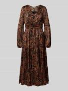 Midi-jurk met V-hals en strikceintuur