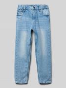 Straight fit jeans met deels elastische band