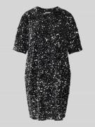 Mini-jurk met pailletten en ronde hals