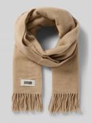 Sjaal van een mix van wol en lanawol met franjes, model 'GAZE'