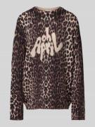 Gebreide pullover in luipaardlook met ronde hals, model 'Moani'