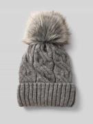 Gebreide muts met brede omslag en pompon