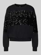 Regular fit sweatshirt van katoenmix met pailletten, model 'NANCY'