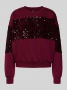 Regular fit sweatshirt van katoenmix met pailletten, model 'NANCY'