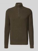 Gebreide pulllover met opstaande kraag en ritssluiting