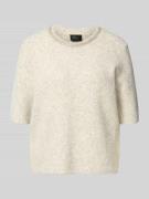 Boxy fit gebreide pullover met korte mouwen en wol