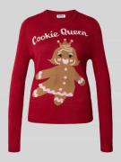 Regular fit kersttrui met opschrift, model 'XMAS GINGERBREAD'