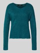 Regular fit gebreide pullover met V-hals, model 'CREWLEFILEGLITTER'