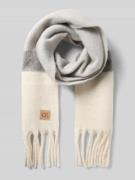 Sjaal met franjes en labeldetail, model 'Allanis'