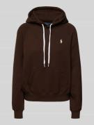 Hoodie met labelstitching en kangoeroezak