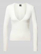 Shirt met lange mouwen van een mix van viscose en elastaan met V-hals