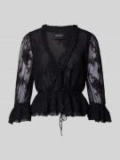 Regular fit blouse van mesh met V-hals