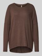 Sweatshirt met geribde ronde hals, model 'Biara'