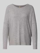 Sweatshirt met geribde ronde hals, model 'Biara'