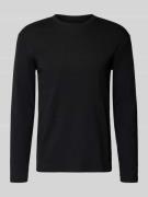 Regular fit shirt met lange mouwen van geribde katoenmix