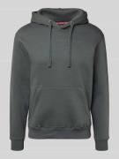 Hoodie met labelprint en kangoeroezak