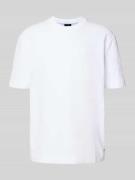 T-shirt met geribde ronde hals, model 'Achilleas'