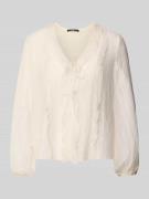 Regular fit blouse met V-hals en vetersluiting