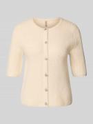 Slim fit gebreid jack met wol en 1/2-mouwen, model 'AVALON'