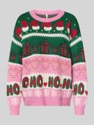 Regular fit kersttrui met glitterdetails, model ''XMAS HOHO'
