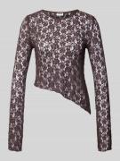 Semi-transparant shirt met lange mouwen in asymmetrische vorm