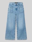 Wide fit jeans met logopatch, model 'Tencel'