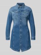 Jeansjurk met overhemdkraag en borstzakken