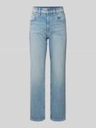 Straight fit high waist jeans met labeldetail